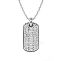 Round Diamond Dog Tag Necklace