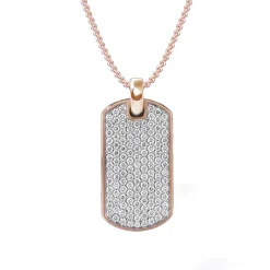 Round Diamond Dog Tag Necklace