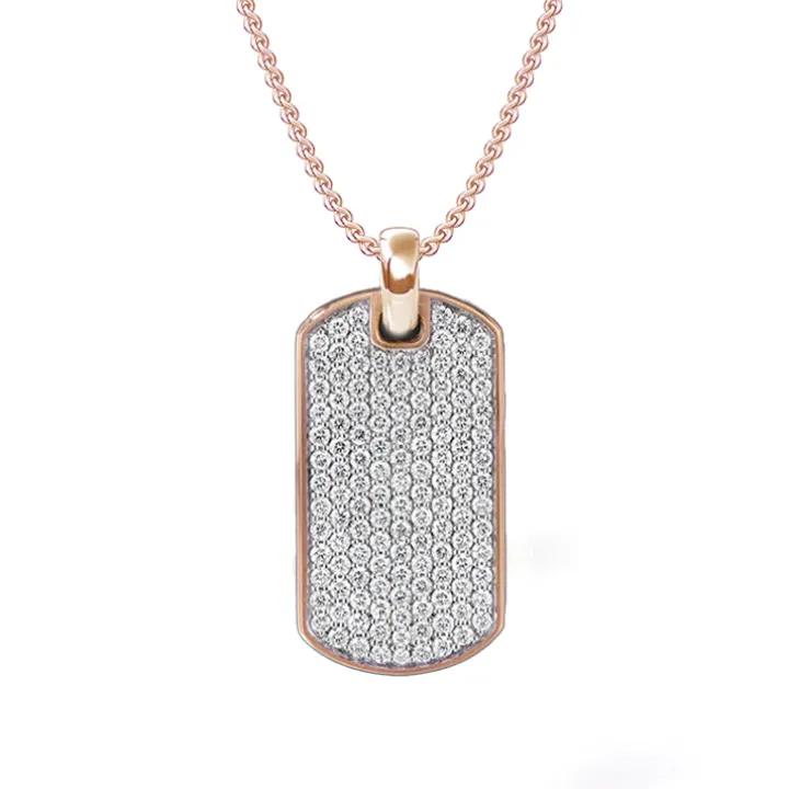 Round Diamond Dog Tag Necklace