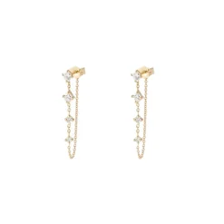 Round Diamond Droplet Chain Earrings
