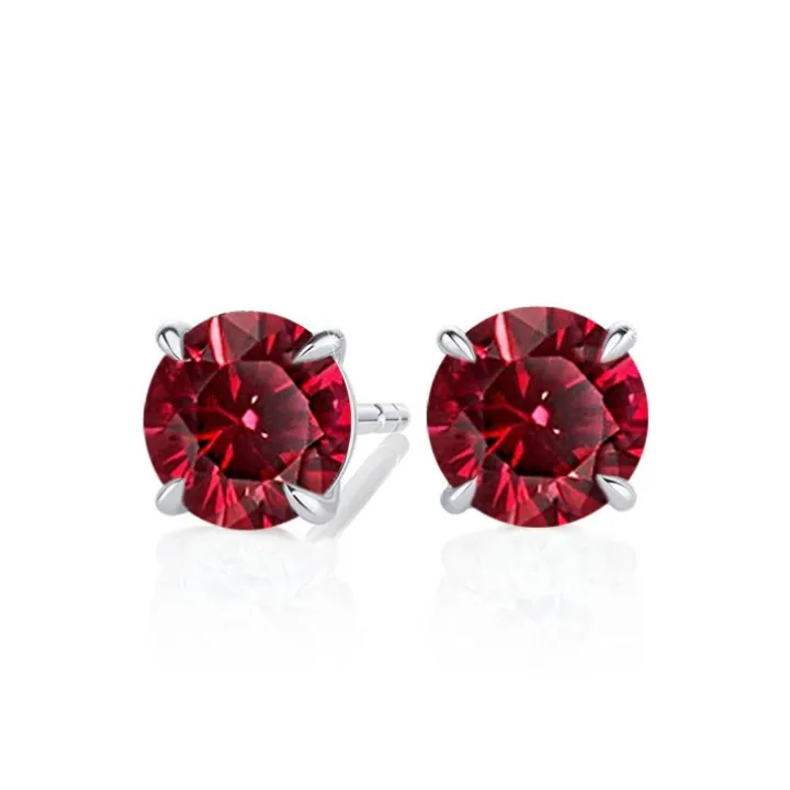 Round Ruby Studs