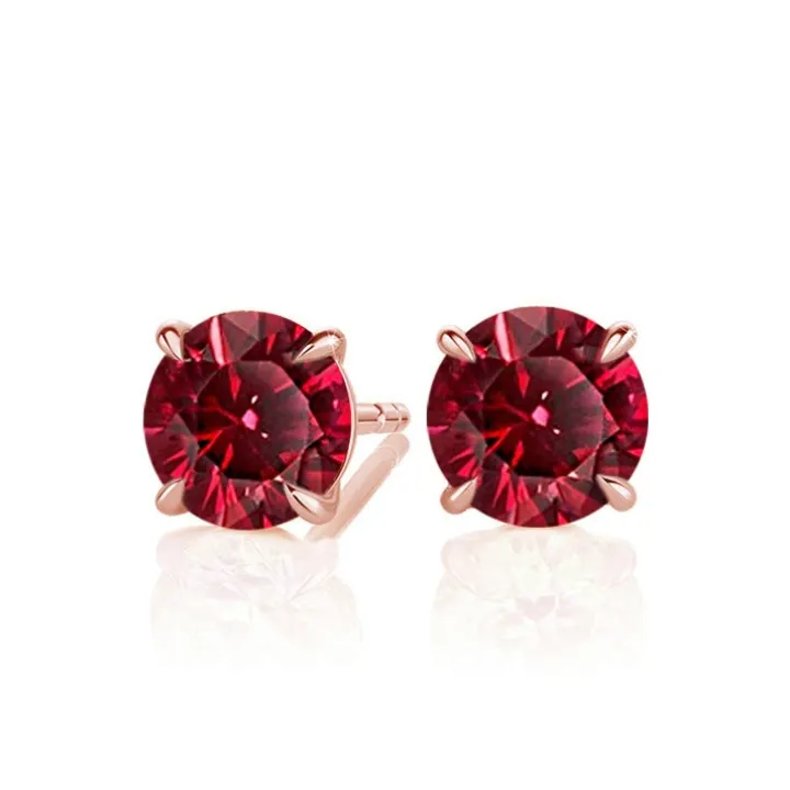 Round Ruby Studs