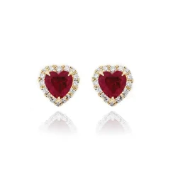 Ruby Diamond Heart Studs