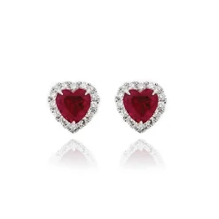 Ruby Diamond Heart Studs