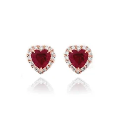 Ruby Diamond Heart Studs