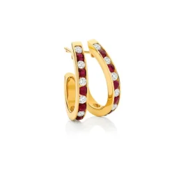 Ruby Diamond Hoops