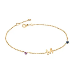 Sapphire Birthstone Initial Bracelet