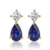 Sapphire Pear Diamond Duo Studs