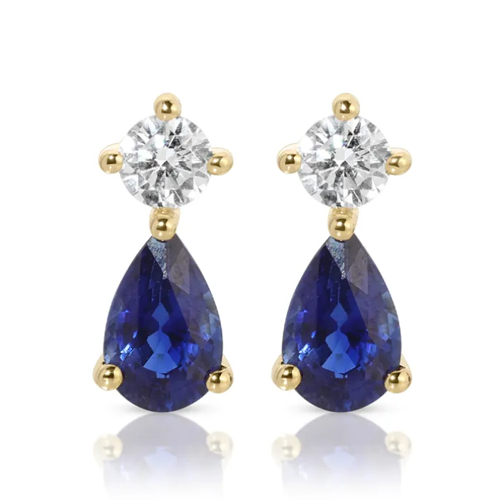 Sapphire Pear Diamond Duo Studs