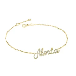 Script Pavé Diamond Name Bracelet