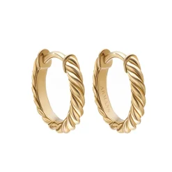Sculpted Solid Gold Braid Huggies