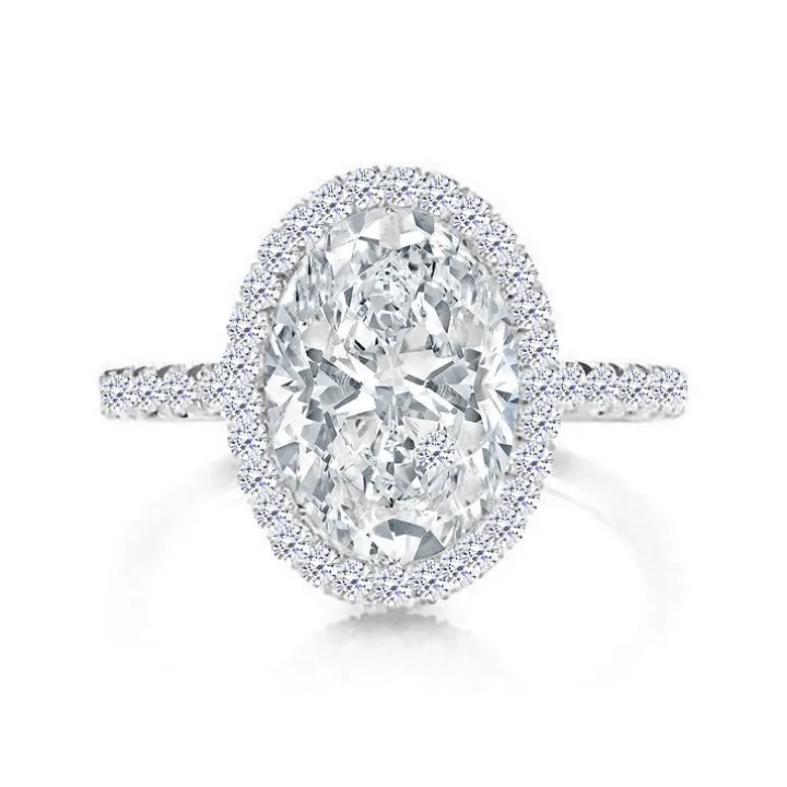 Seamless Oval Halo Lab Grown Engagement Ring
