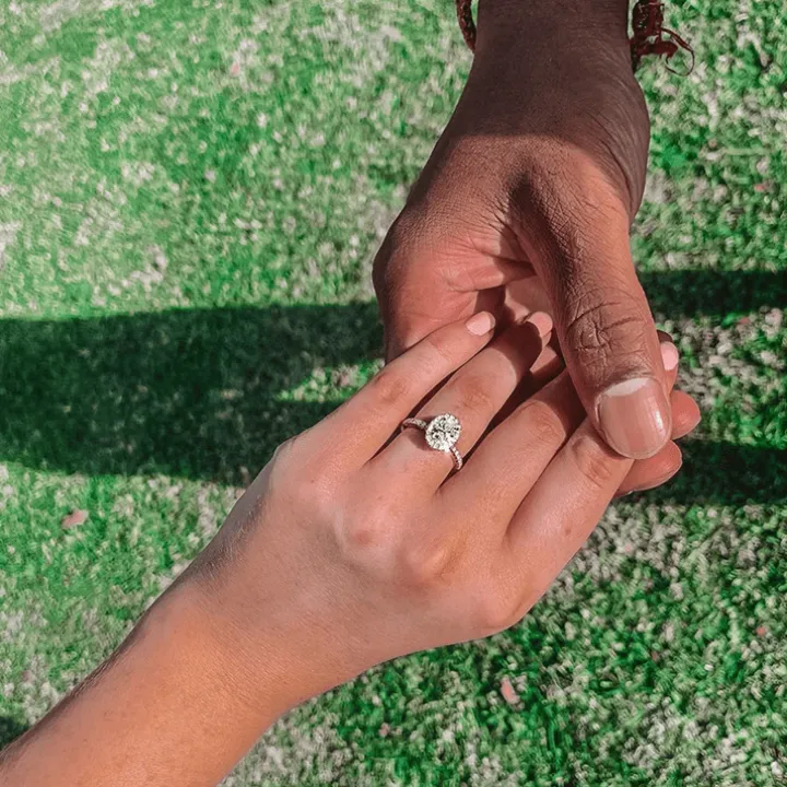 Seamless Oval Halo Lab Grown Engagement Ring