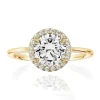 Seamless Round Halo Engagement Ring With Plain Band