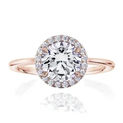 Seamless Round Halo Engagement Ring With Plain Band