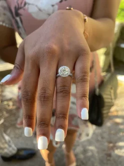 Snowball Halo Engagement Ring