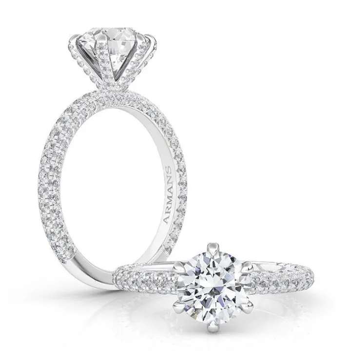 Snowfall Round Lab Gown Engagement Ring