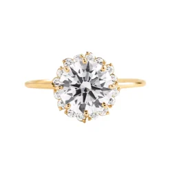 Solar Flare Halo Diamond Engagement Ring