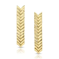 Solid Gold Chevron Drop Earrings