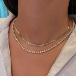 Solid Gold Herringbone Necklace