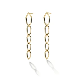 Solid Gold Hexagon Drop Earrings