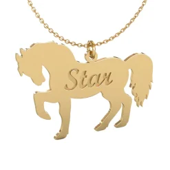 Solid Gold Horse Necklace