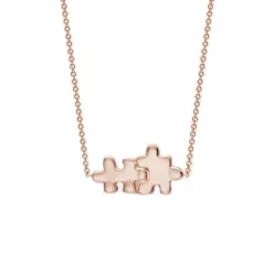 Solid Gold Jigsaw Puzzle Necklace