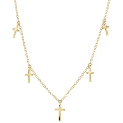 Solid Gold Multi Cross Necklace