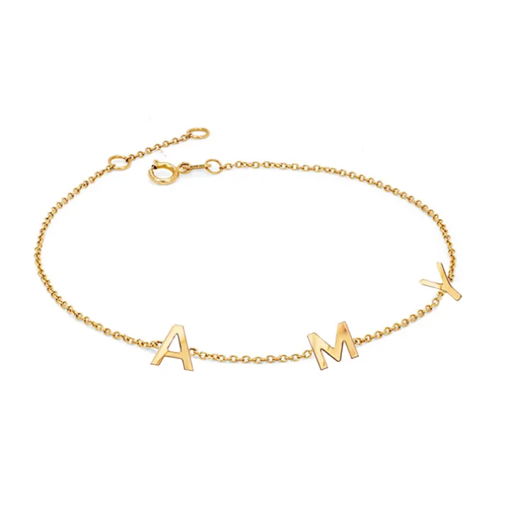 Solid Gold Multi-Initial Bracelet