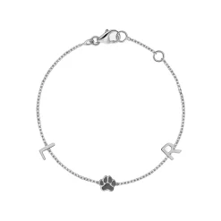 Solid Gold Multi-Initial Paw Print Bracelet
