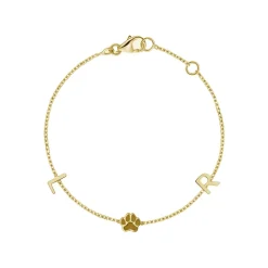 Solid Gold Multi-Initial Paw Print Bracelet