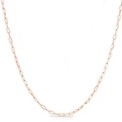 Solid Gold Paper Clip Chain Link Necklace