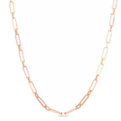 Solid Gold Paper Clip Chain Link Necklace