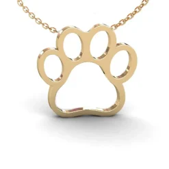 Solid Gold Paw Print Necklace