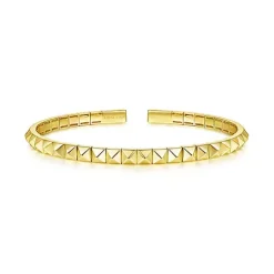 Solid Gold Pyramid Cuff Bracelet