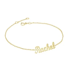 Solid Gold Script Name Bracelet