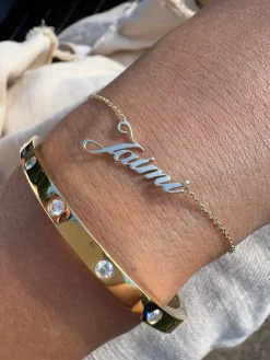Solid Gold Script Name Bracelet