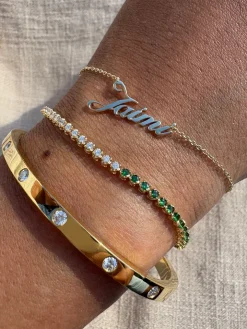 Solid Gold Script Name Bracelet