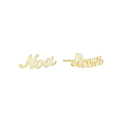 Solid Gold Script Name Studs