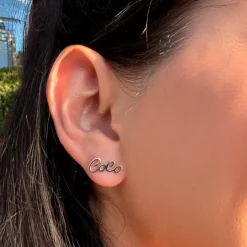 Solid Gold Script Name Studs