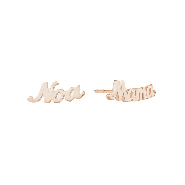 Solid Gold Script Name Studs