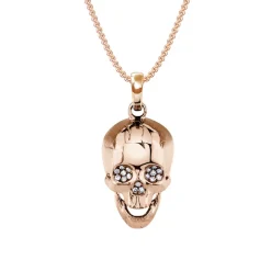 Solid Gold Skull Necklace With Diamond Eyes
