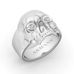Solid Gold Skull Ring with Diamond Eyes