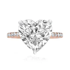 Solitaire Heart Engagement Ring with Diamond Band