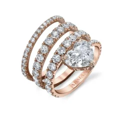 Stacked Spiral Heart Diamond Ring