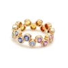 Staggered Rainbow Sapphire Zig Zag Ring