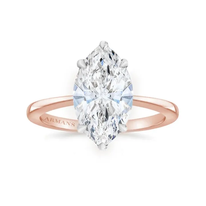 Tapered Marquise Lab Grown Engagement Ring