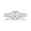 Tapering Emerald Engagement Ring