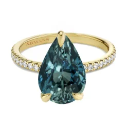 Teal Sapphire Pear with Diamond Band