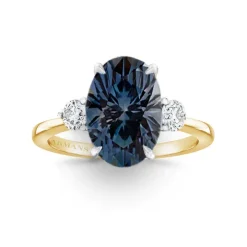 Teal Sapphire Whitney Three Stone Engagement Ring